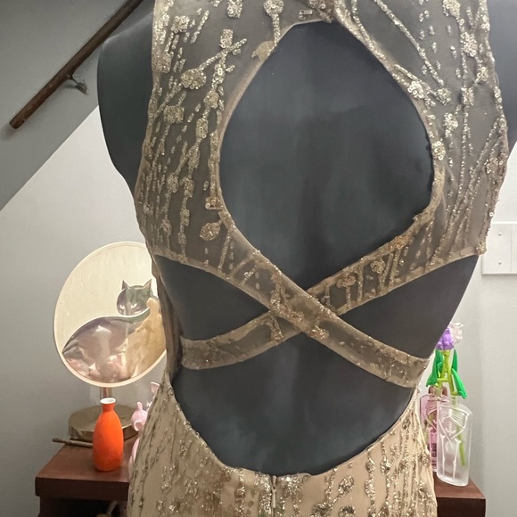 Gold Glitter and Sequin Clarisse Prom Dress - Picture 4 of 12